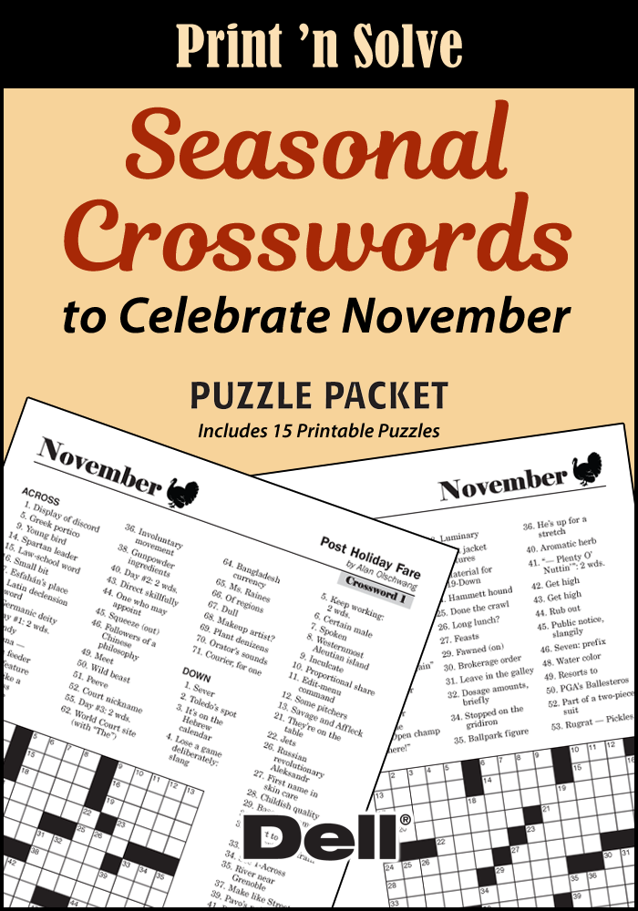 Seasonal Crosswords to Celebrate November Puzzle Packet