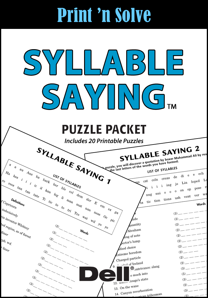 Syllable Saying Puzzle Packet