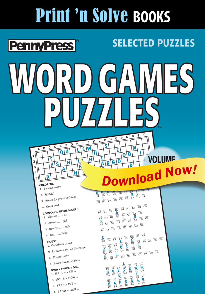 Print ‘n Solve Books: Word Games Puzzles