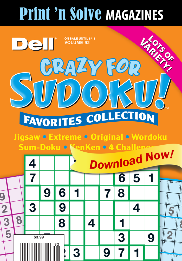 Print ‘n Solve Magazines: Crazy For Sudoku! Favorites Collection