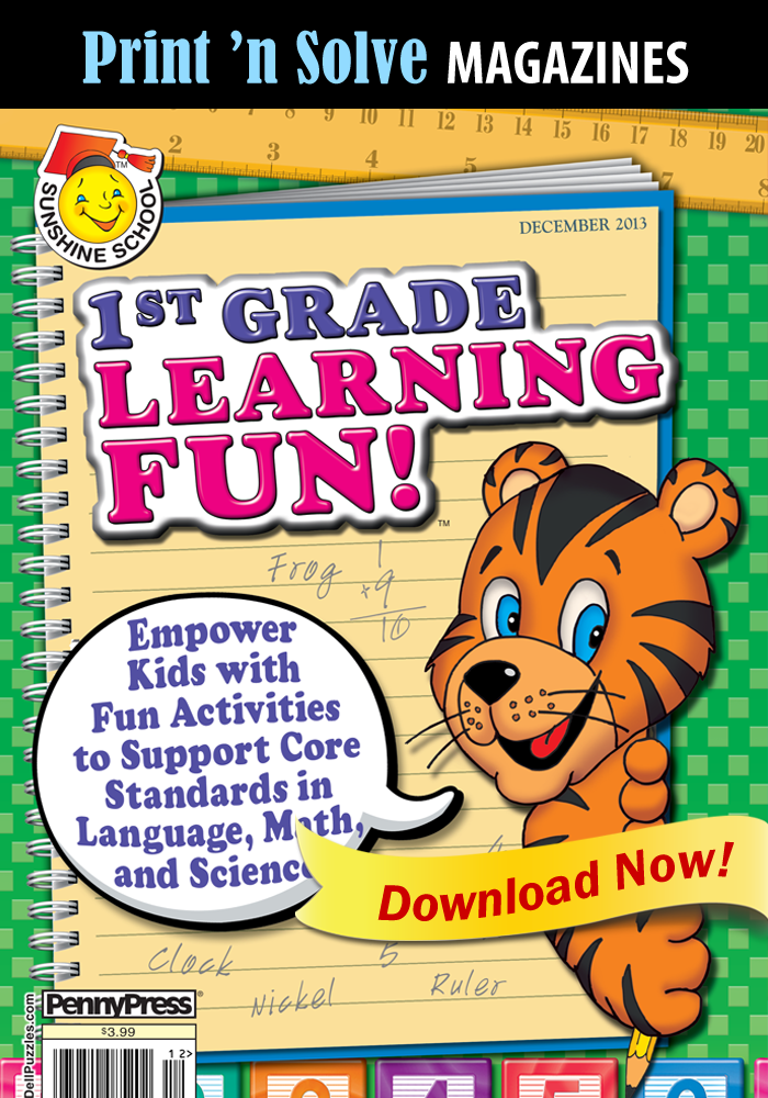 Print ‘n Solve Magazines: Sunshine School 1st Grade Learning Fun