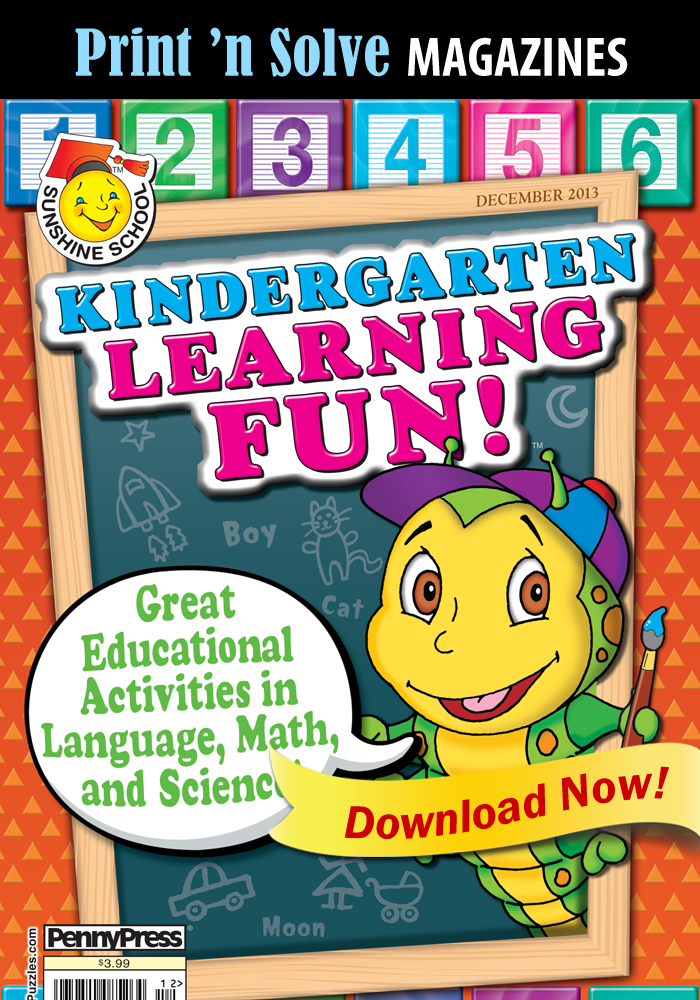 Print ‘n Solve Magazines: Sunshine School Kindergarten Learning Fun