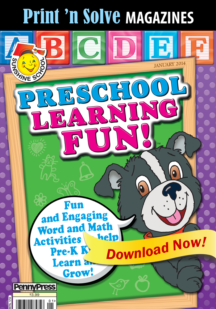 Print ‘n Solve Magazines: Sunshine School Preschool Learning Fun
