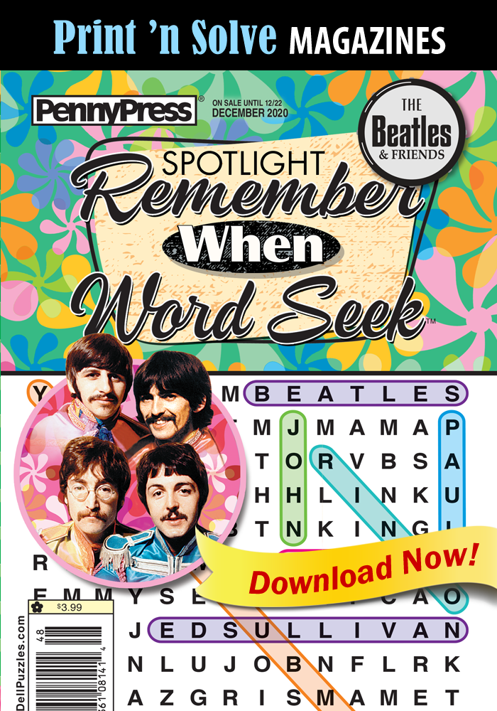 Print ‘n Solve Magazines: Spotlight Remember When BEATLES Word Seek (Special Issue)