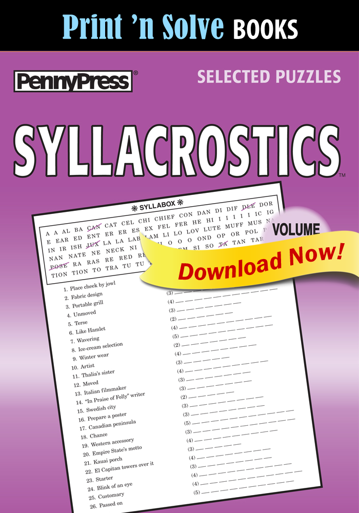 Print ‘n Solve Books: Syllacrostics