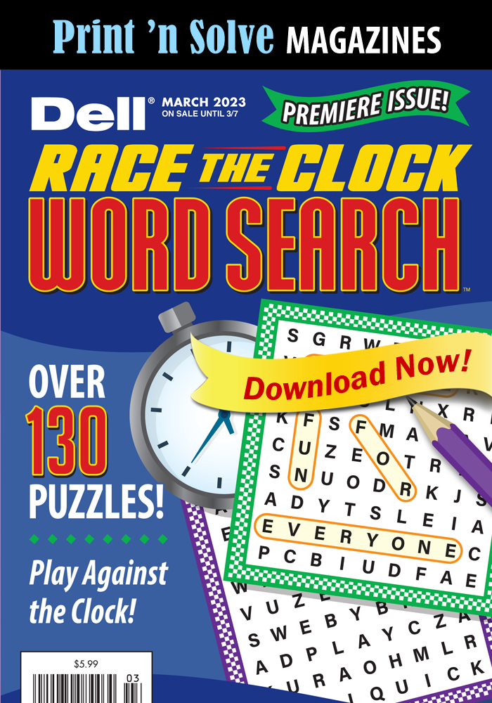 Print ‘n Solve Magazines: Dell Race the Clock Word Search